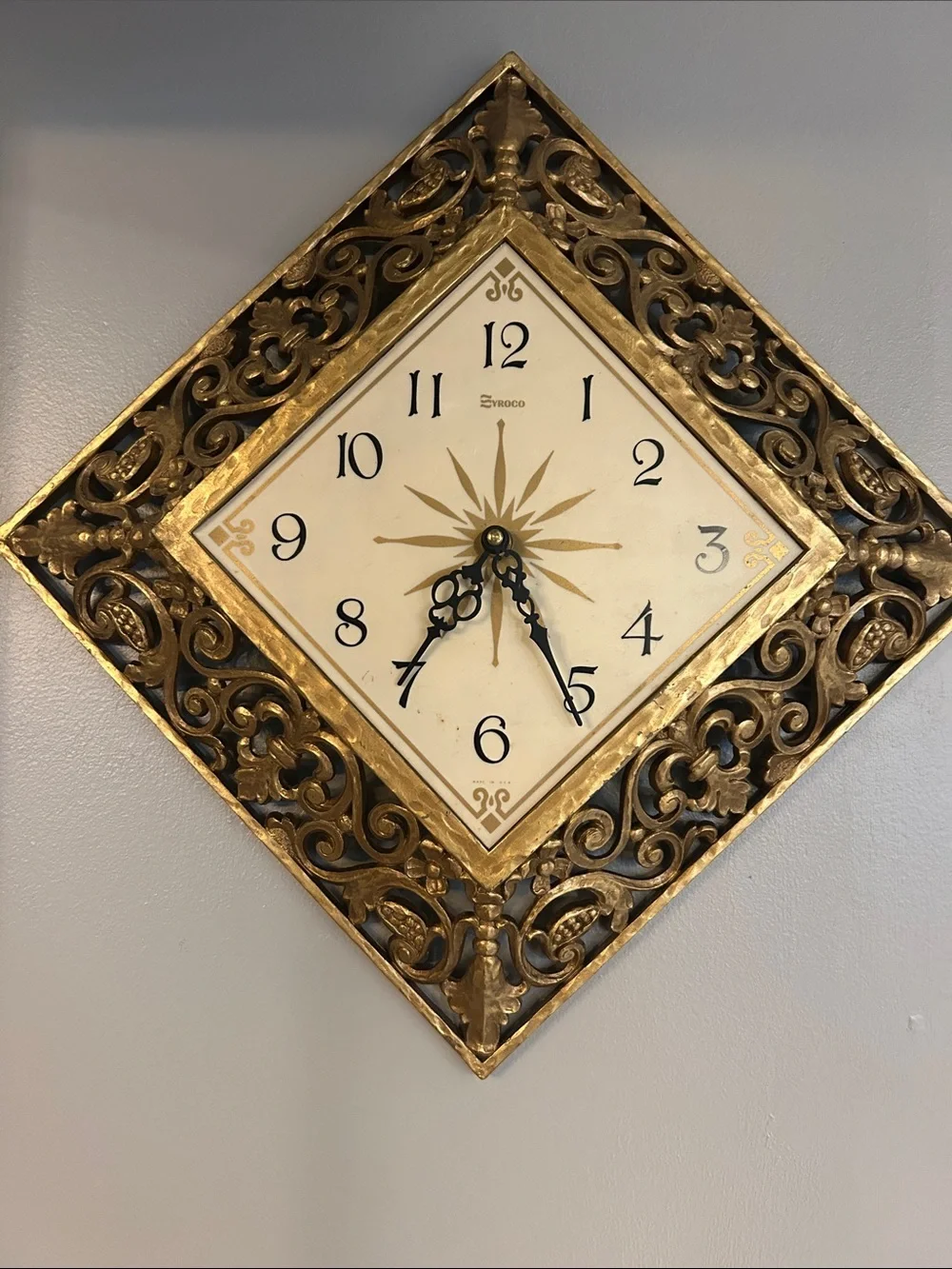 1960 Syroco Gold Ornate Wall Clock - Decorative Home Wall Decor